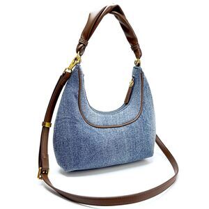 8957 Denim Shoulder Bags ,Crescent Denim Crossbody Bags,Top Handle Jean